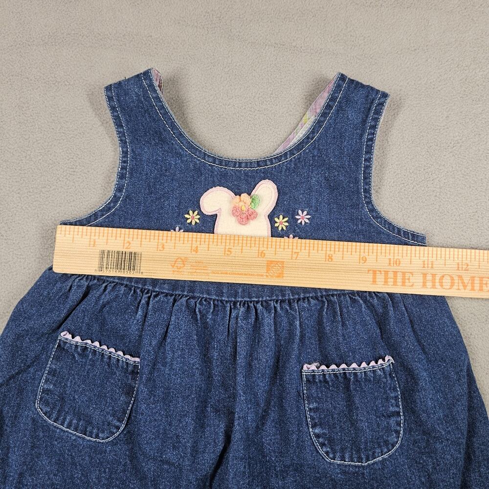 Vintage Sesame Street Dress‎ Girls 24 Months Denim Embroidered Floral Bunny Y2K - Picture 9 of 11